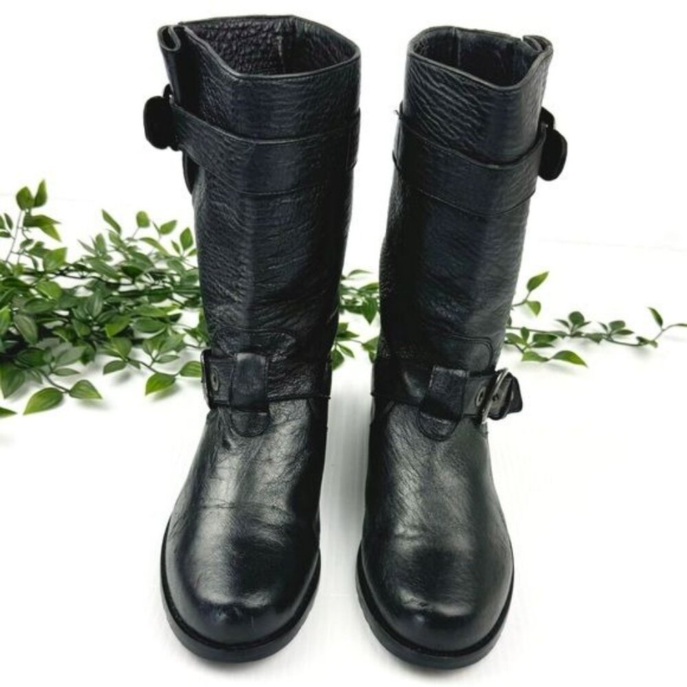 Stuart Weitzman Lotroops Black leather moto ankle boots 7 - Picture 3 of 11